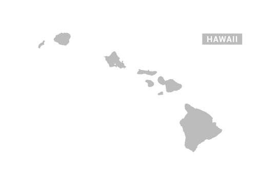 Hawaii map - Minimal Flat Vector Illustration in Black and Gray, Isolated on White Background, Ideal for Infographics, Educational Use, Reports, and Presentations.