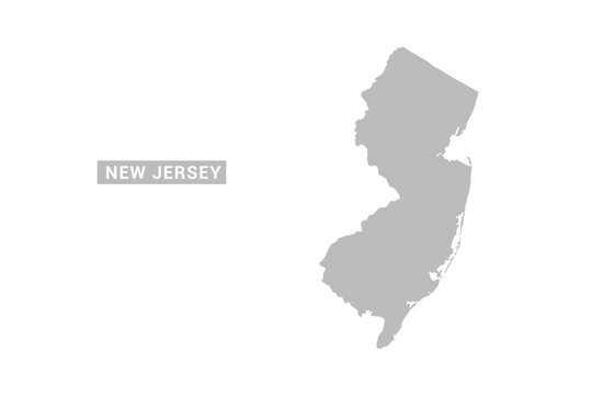New Jersey map - Minimal Flat Vector Illustration in Black and Gray, Isolated on White Background, Ideal for Infographics, Educational Use, Reports, and Presentations.
