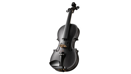 Isolated elegant black violin showcasing intricate details of a classic musical instrument © Corotaev