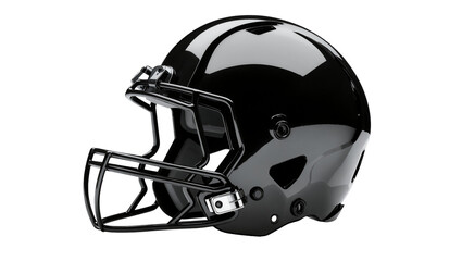 Isolated glossy black American football helmet on a clean backdrop for sports design © Iura