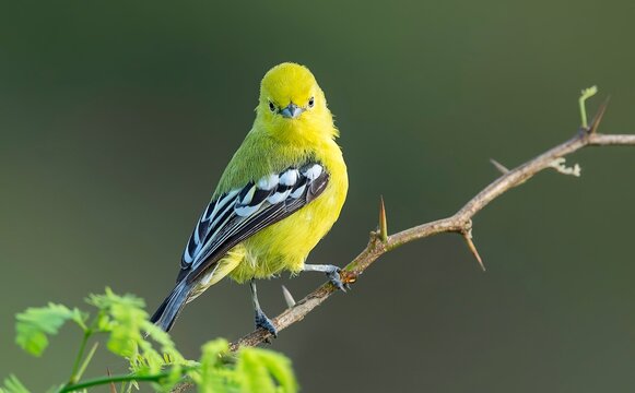 Marshall's Iora (Aegithina nigrolutea) in its natural habitat at Nalsarovar Bird Sanctuary, Ahmedabad, India.