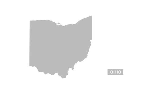 Ohio map - Minimal Flat Vector Illustration in Black and Gray, Isolated on White Background, Ideal for Infographics, Educational Use, Reports, and Presentations.
