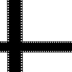 Obraz premium Film strips intersect on a white background