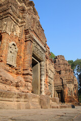 Naklejka premium ruined ancient khmer hindu and buddhist temple (preah ko) in angkor in siem reap in cambodia 