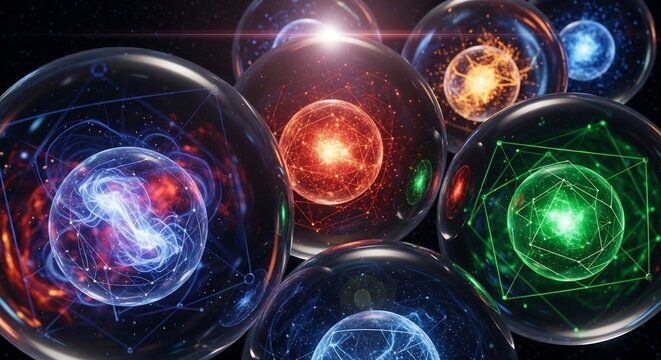 Abstract Representation of Multiverse Universes and Cosmic Energy.