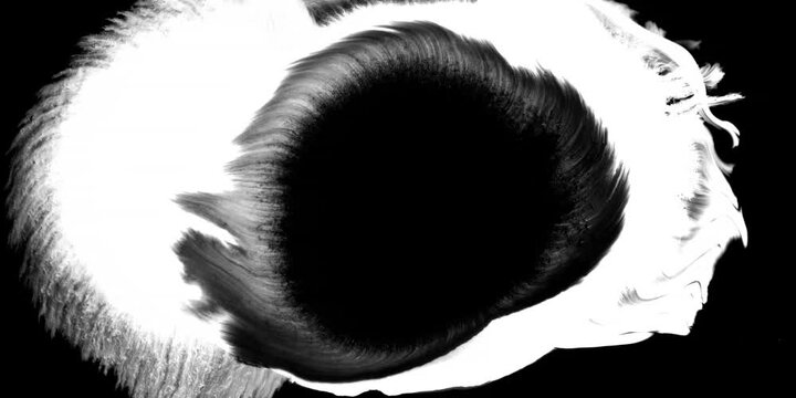 Swirling smoke or ink fluid transition effect. Steam, dust explosion. Black on white background