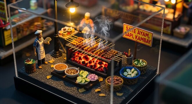 Miniature food stall display
