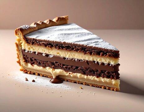 Chocotorta slice clean studio lighting, no people