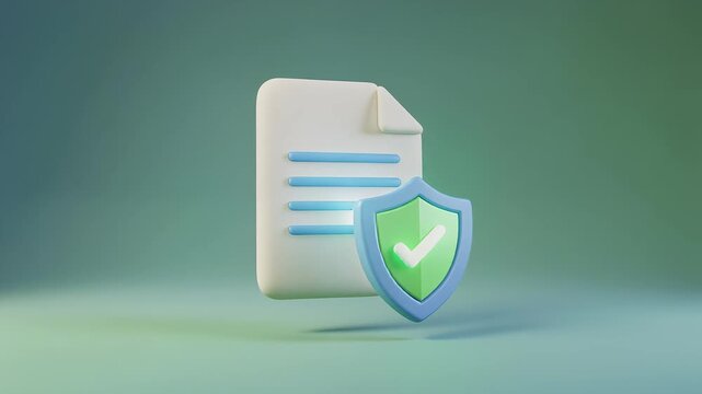 Digital document with security shield icon.