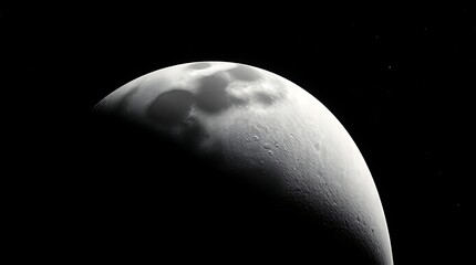 A grayscale image of a moon in space with a black background