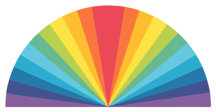 Vibrant Spectrum Fan Shape with Multiple Colorful Rays Radiating Outward