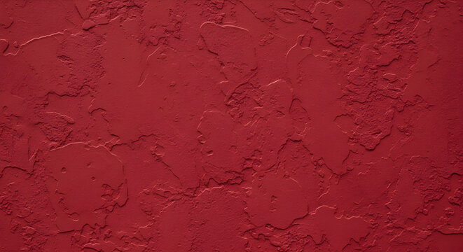 Textured Dark Red Stucco Wall Background with Rough Plaster Surface