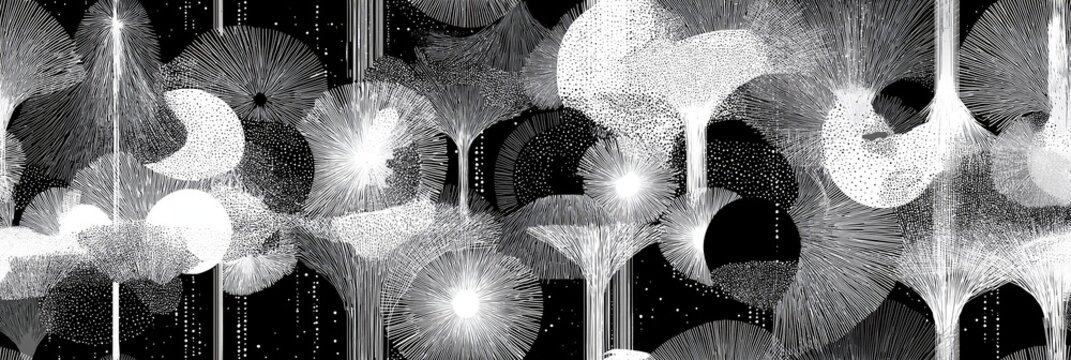 Abstract black and white pattern with flowing lines. Abstract design creating a falling or rising pattern with white lines and dark spaces