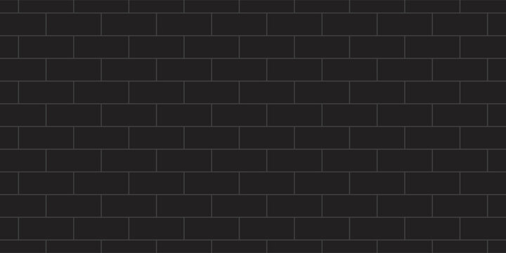 black brick wall texture, seamless cladding pattern for interior decoration, kitchen backsplash, plastic panel, building outdoor design. Abstract minimal background, vector eps 10