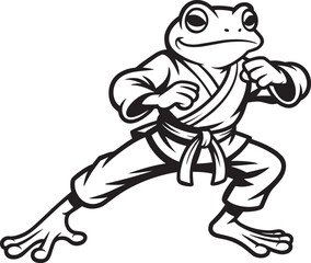 Obraz premium Karate Frog Fighter Illustration Ready to Strike in Martial Arts Pose