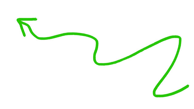Green squiggly wavy arrow pointing left