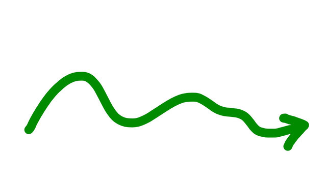 Green squiggly wavy arrow pointing right doodle