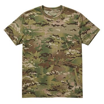 Military multicam camouflage pattern t-shirt isolated