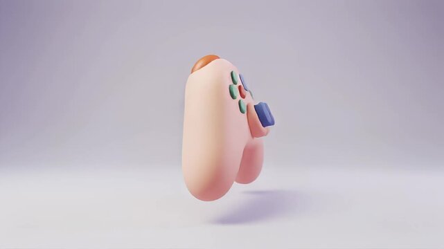 Pink video game controller on table.