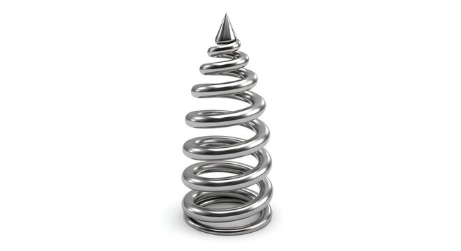 Metal coil spring with pointed on white background spiral