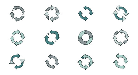 Fototapeta premium Circular Arrows Icon Set for Cycle, Refresh, Process, and Loop Concepts