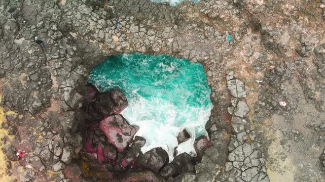 La Roche Qui Pleure, Mauritius. Drone point of view on a cloudy day
