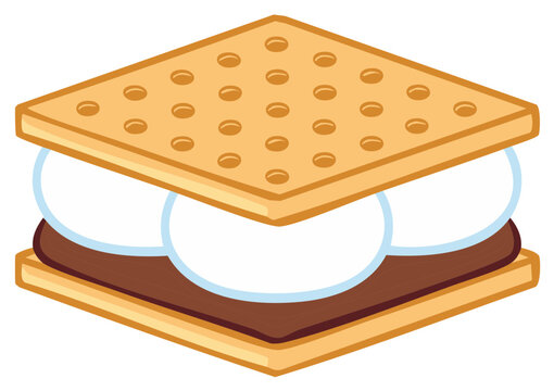Smores vector illustration with crackers, marshmallows and chocolate square dessert food