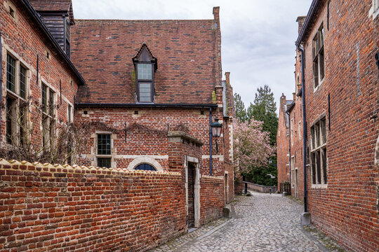 Cobblestone alley in the Groot Begijnhof, Leuven, Belgium - UNESCO Heritage