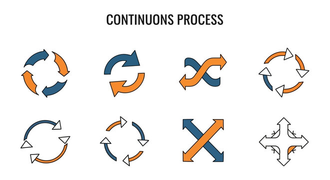 Continuous Process Arrows Icon Set for Workflow, Cycle, Refresh, and Repeat Concepts