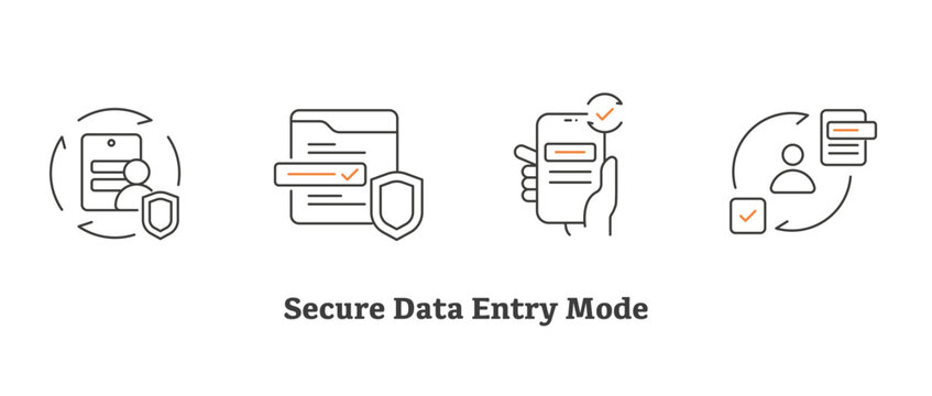 Secure Data Entry Mode icon, Protected Form Input for Safe Information Submission, Encrypted Data Entry System for Secure Online Forms icon