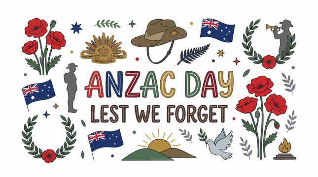Anzac Day Lest We Forget Illustration