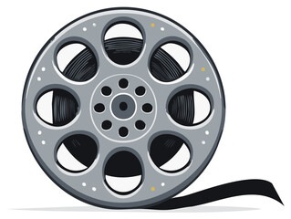 Obraz premium Vintage cinema film reel with filmstrip vector graphic illustration