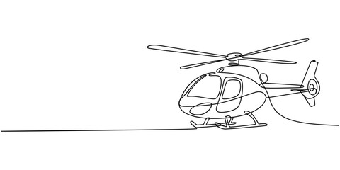 Continuous line drawing helicopter, single line art helicopter, minimalist vector illustration, aircraft icon © SHANTO