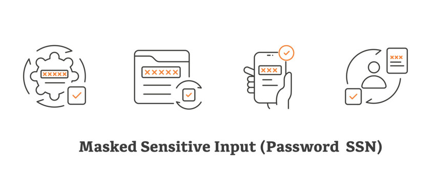 Masked Sensitive Input icon, Secure Password and SSN Field Masking for Privacy Protection, Hidden Data Entry for Confidential Form Field Security icon