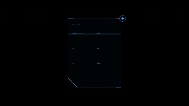 A motion graphic of a futuristic digital interface with a data processing window and scanning elements, ideal for tech and UI themes.