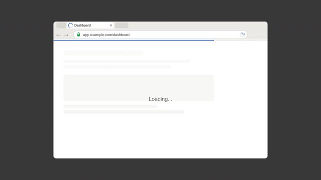 Motion video views a loading webpage on a screen