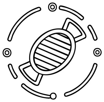 Wrapped candy sweet icon, hard candy in round frame, outlined vector illustration