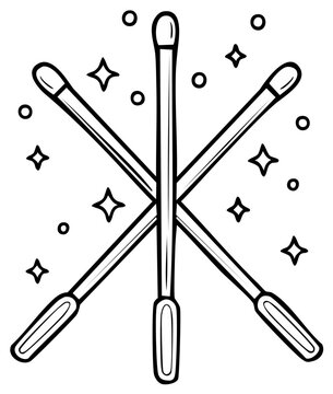 Four Crossed Matches With Sparkling Stars And Circles Graphic