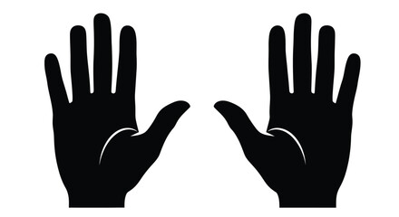 Fototapeta premium Two black silhouette hands facing each other with palms open