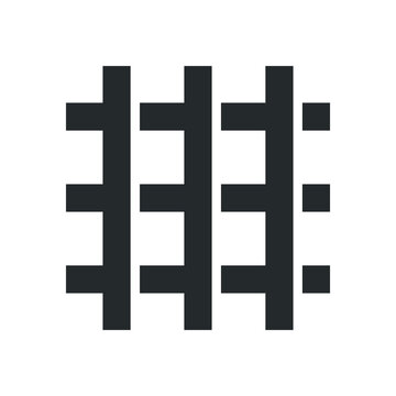 A bars icon. A symbol of arrest, punishment, or imprisonment. A symbol of prison, police, or a bandit. An attribute of a prison cell, a barrier, or law enforcement. Vector.