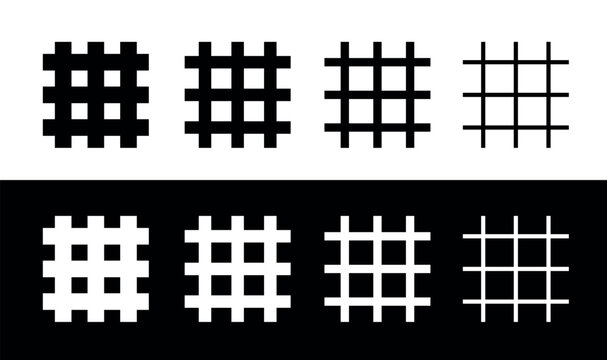 A bars icon. A symbol of arrest, punishment, or imprisonment. A symbol of prison, police, or a bandit. An attribute of a prison cell, a barrier, or law enforcement. Vector.