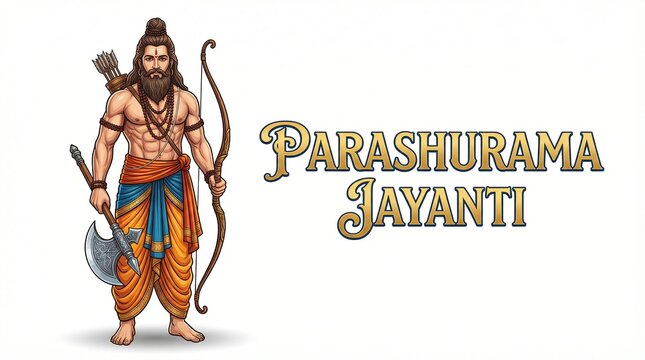 Parashurama Jayanti Lord Parashurama Illustration with Axe Hindu Festival Concept on White Background