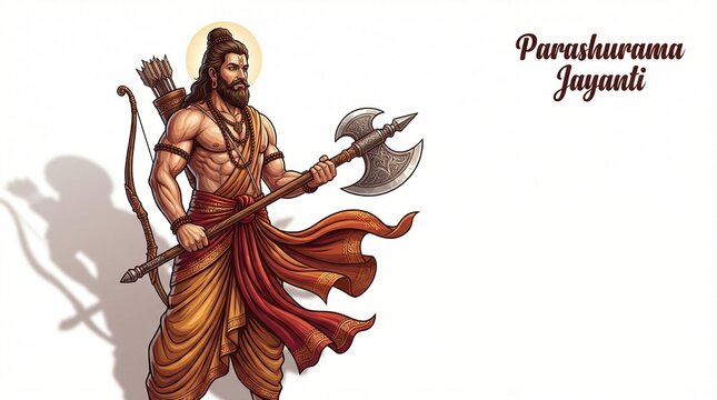 Parashurama Jayanti Lord Parashurama Illustration with Axe Hindu Festival Concept on White Background
