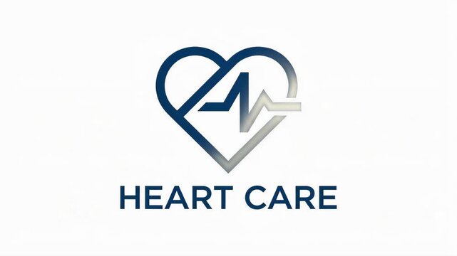 Minimalist heart logo with pulse line, navy blue on white, medical healthcare branding for World Health Day