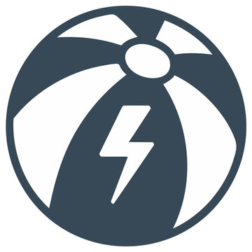 Stylized beachball vector icon with a lightning bolt design for summer fun and energy