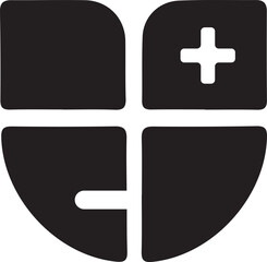 Obraz premium Minimalist Shield Coat of Arms Icon: Solid Black Divided Crest Silhouette