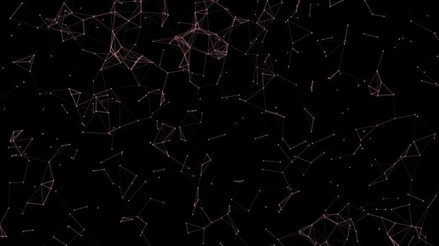 Abstract plexus of moving glowing dots and lines on black background.4k video