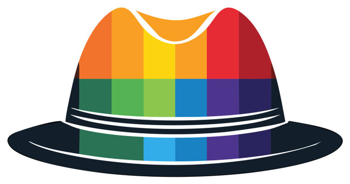 Striking Rainbow Colored Fedora Hat Illustration for LGBTQ Community Celebrations