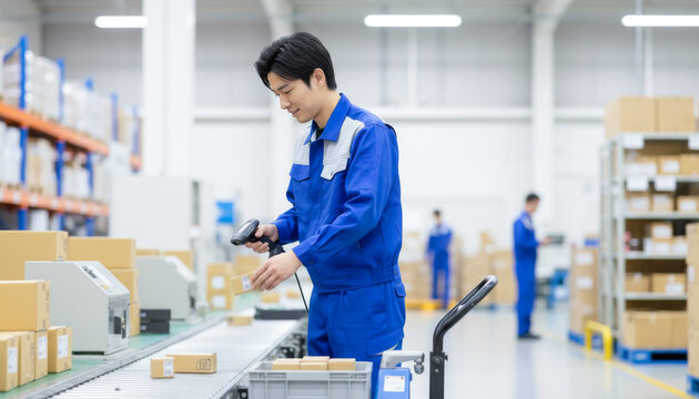 物流倉庫で働く男性スタッフ：商品在庫管理