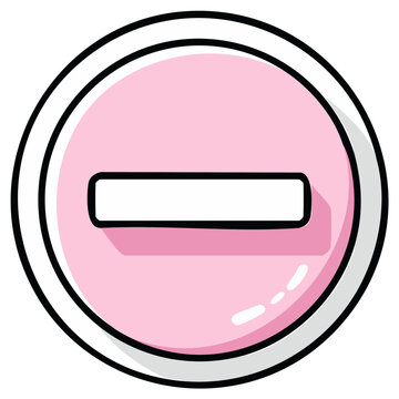 Simple cartoonish minus sign icon with a pink circle and bold outlines